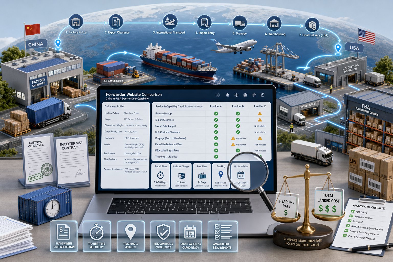How to Compare Forwarder Websites Before Quotes for U.S. Imports