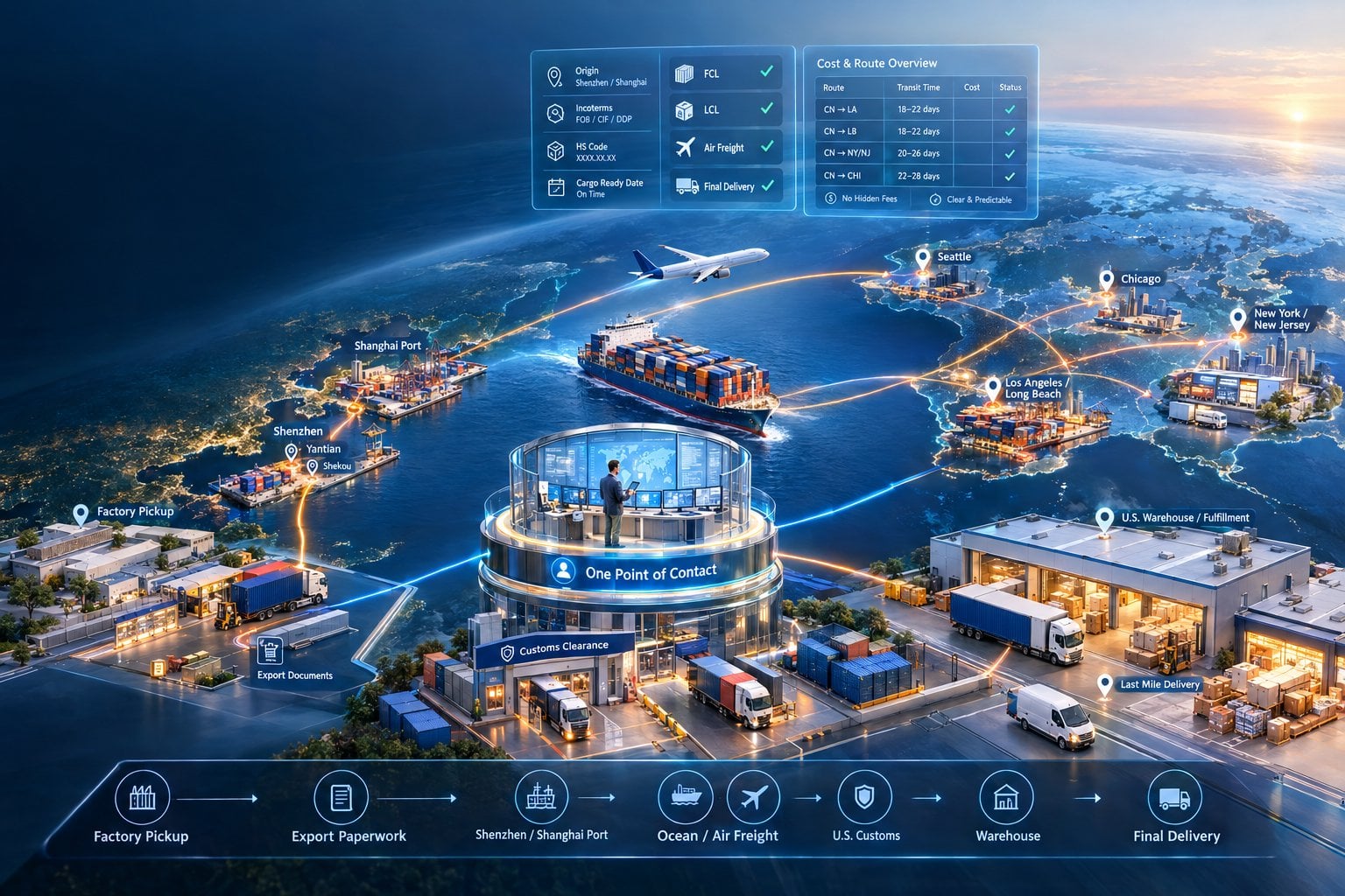 Shenzhen and Shanghai Freight Forwarder to USA | AEB Logistics