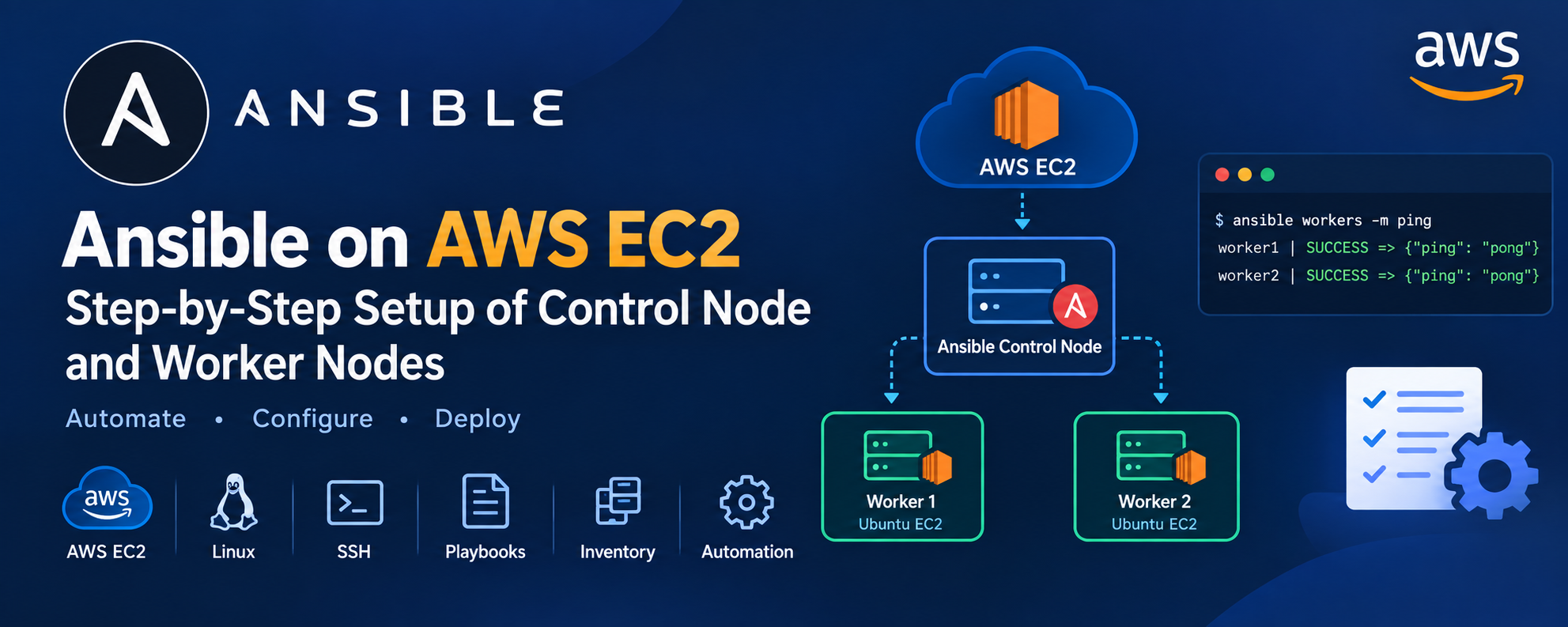  Ansible on AWS EC2: Step-by-Step Setup of Control Node and Worker Nodes