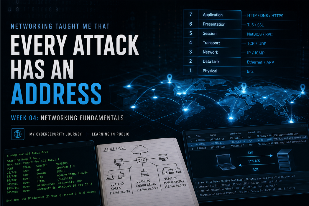 Networking Taught Me That Every Attack Has an Address — Week 04: Networking Fundamentals