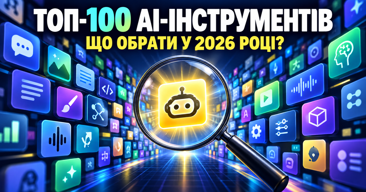 100 найпопулярніших AI-інструментів у 2026 році