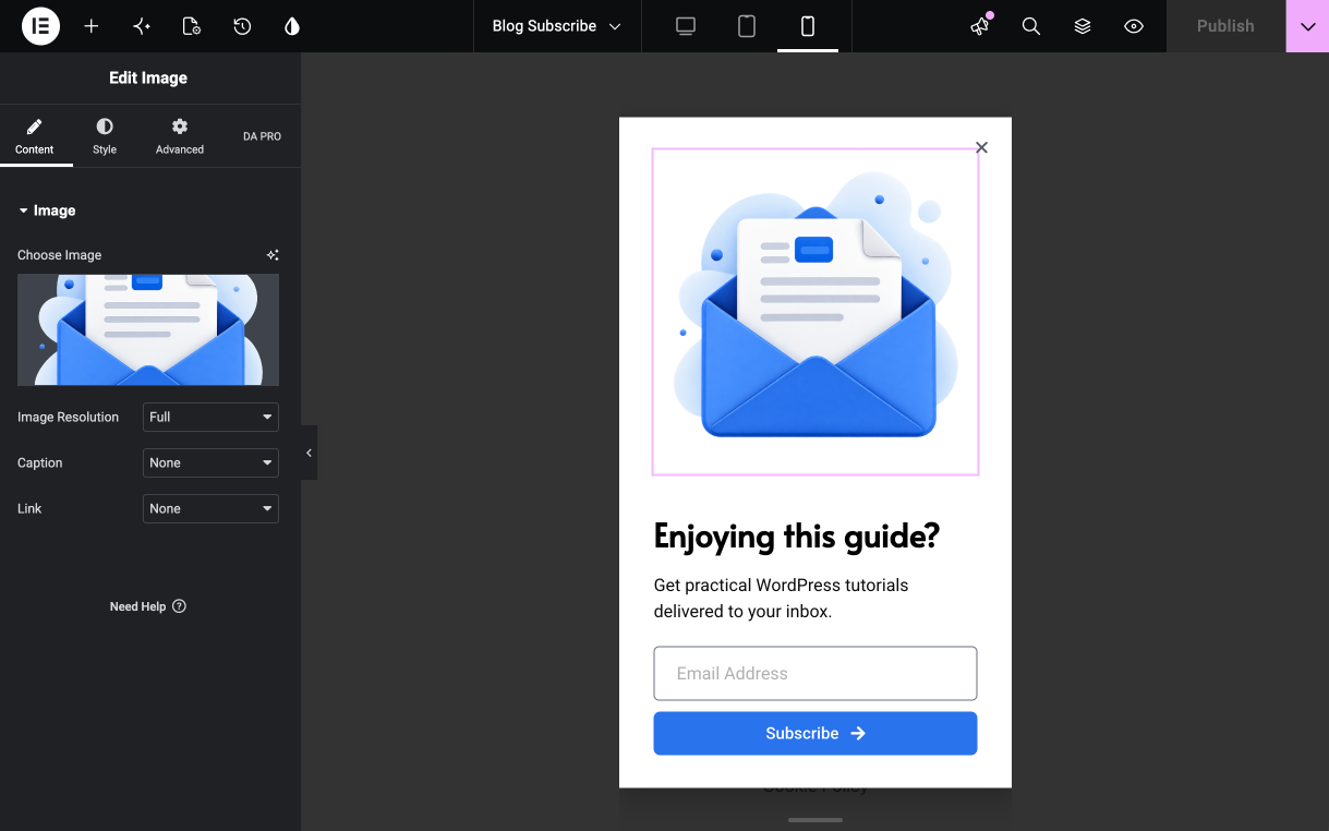 Elementor Popup Settings for Mobile