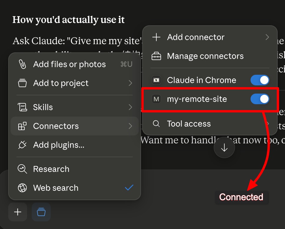 Website Connected to Claude