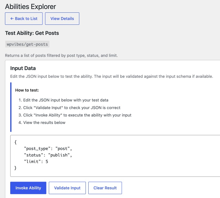 Test Ability By Clicking on Invoke Ability