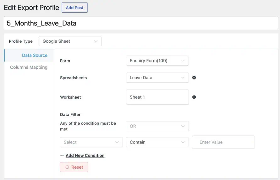 Choose Elementor Form and Filter Data