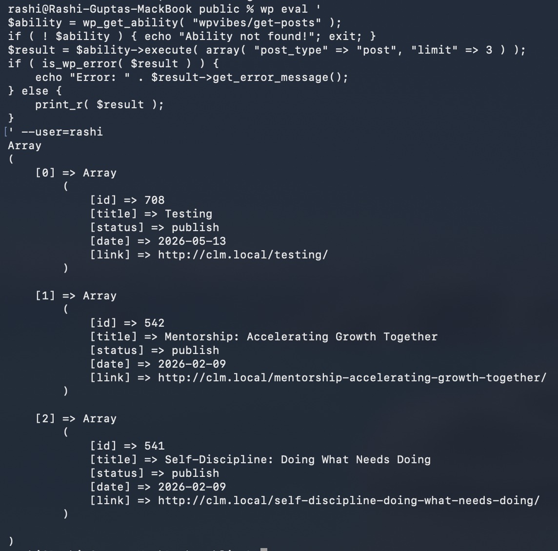 Test Ability Using WP - CLI Command