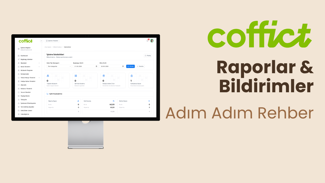 Coffict Destek, Raporlar ve Bildirim Ayarları | Panel Rehberi