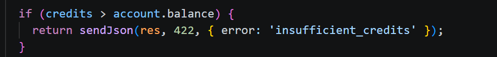 Vulnerable code — balance validation without reservation