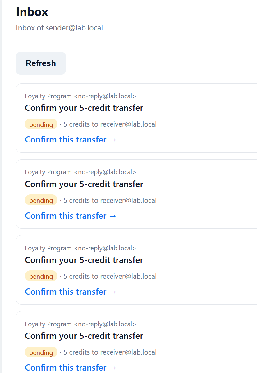 Pending point transfers