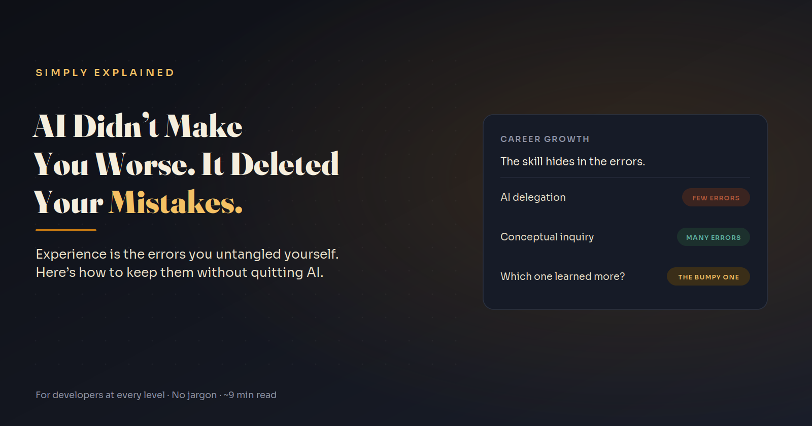 How AI Affects Junior Developer Skills: The Errors You Never Hit