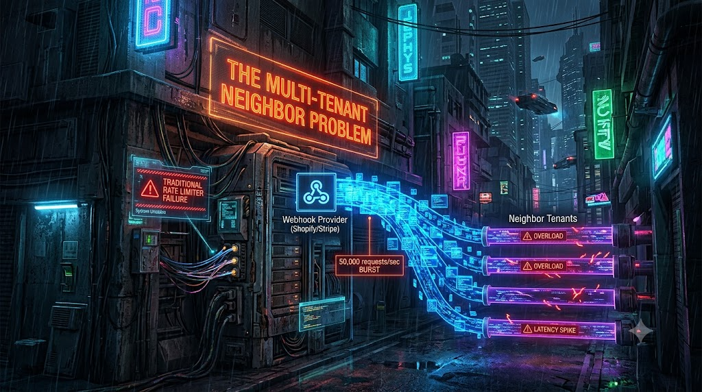 The Multi-Tenant Neighbor Problem: Why Traditional API Rate Limiters Fail Under Webhook-Heavy Bursts