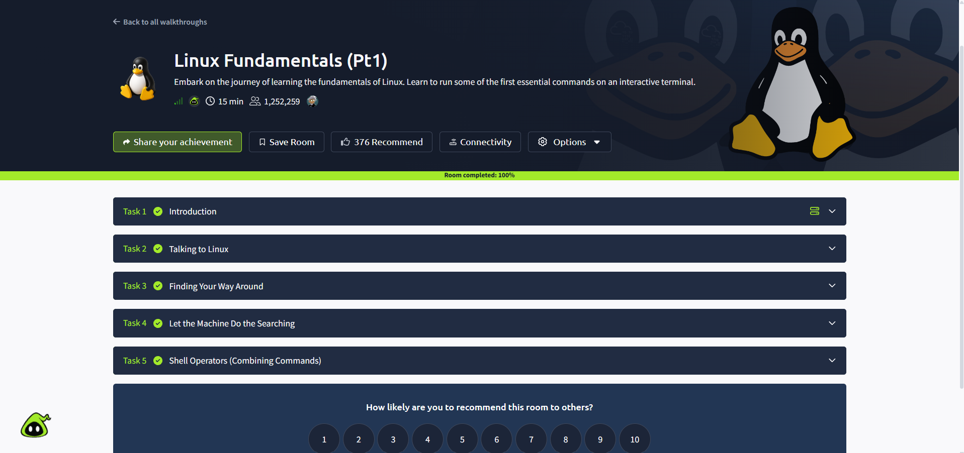 🐧 TryHackMe — Linux Fundamentals (Pt1) | Learning Guide