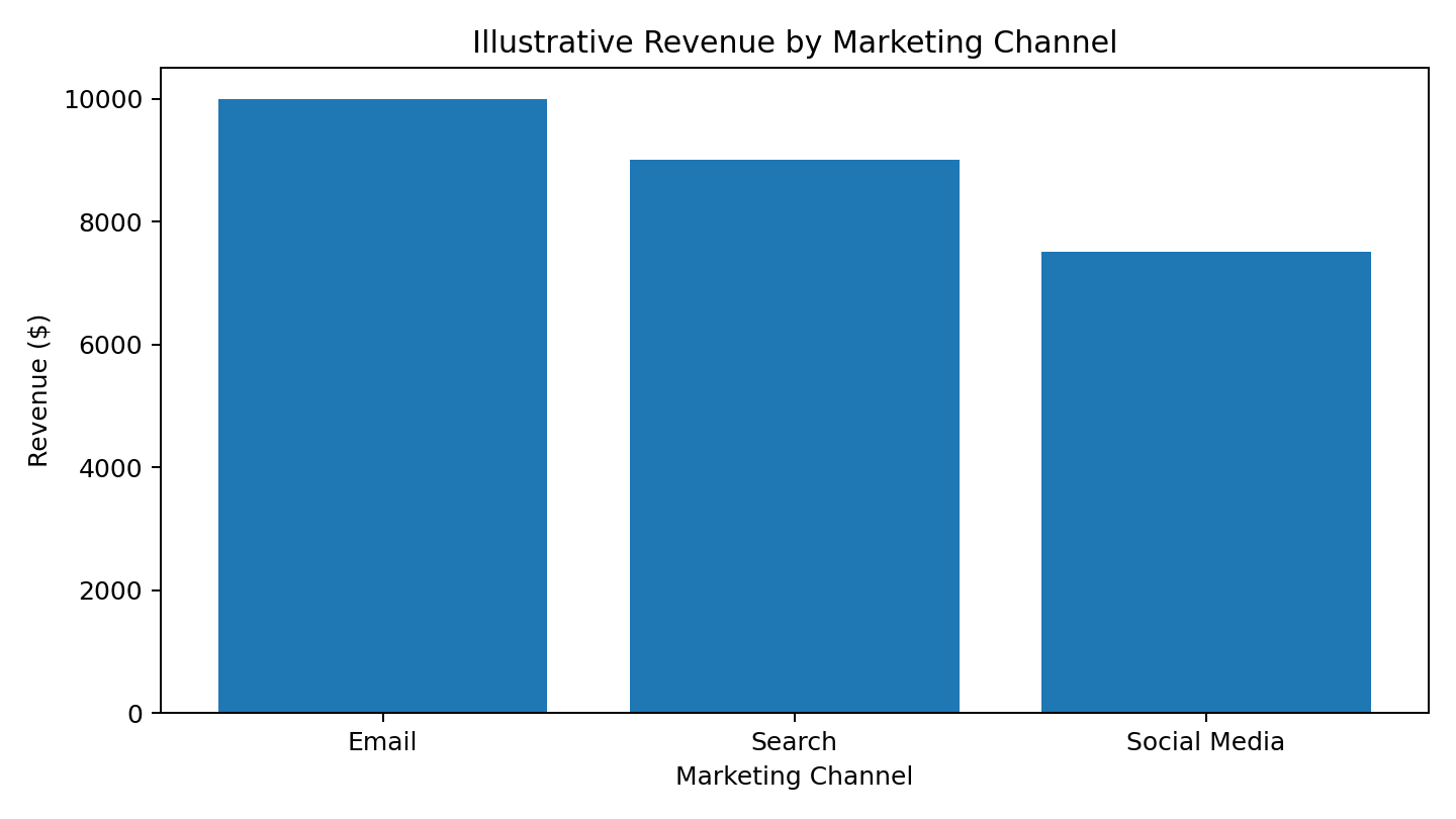 Illustrative Revenue by Marketing Channel Potential Output