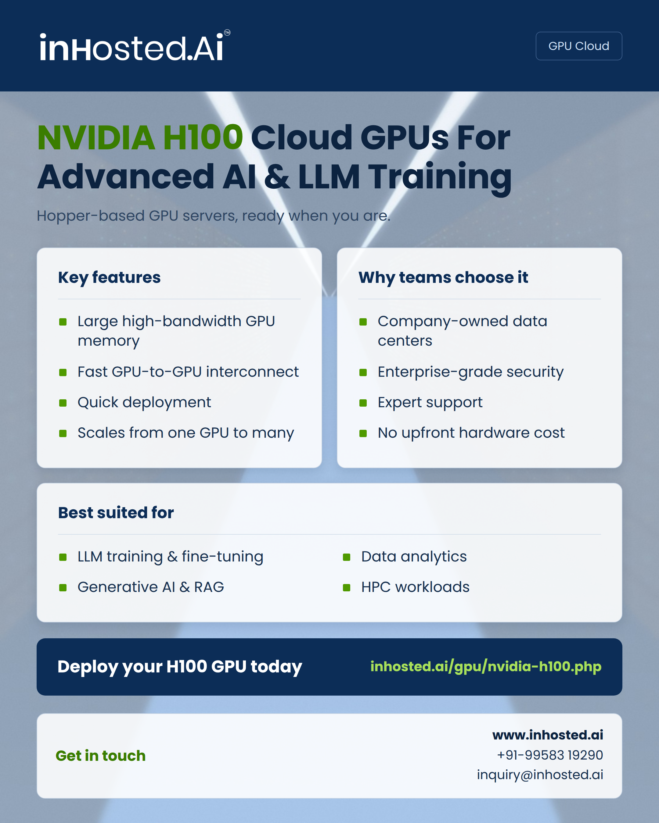 NVIDIA H100 Cloud GPUs for Advanced AI & LLM Training