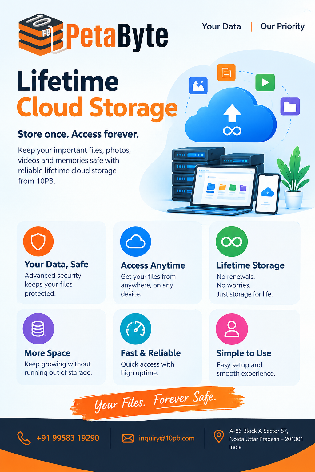 Lifetime Cloud Storage for Growing Digital Data