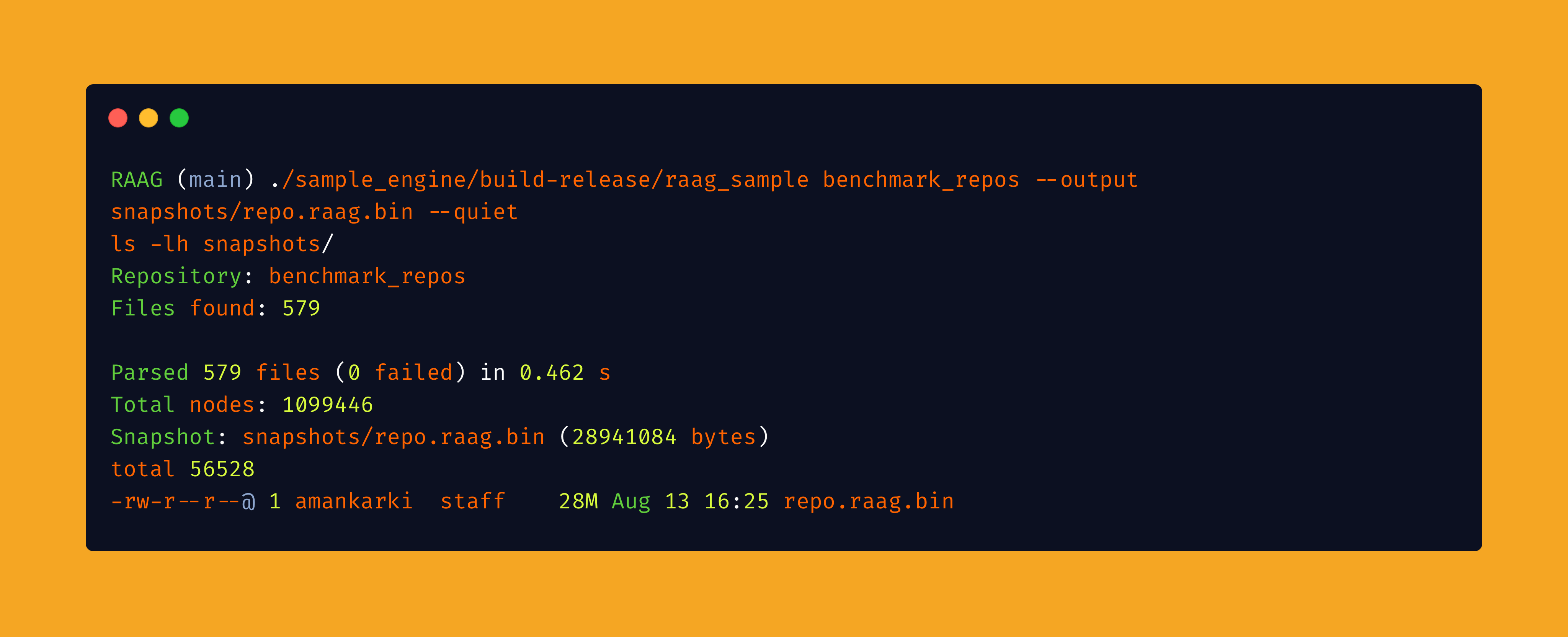 Binary Snapshot Serialization (repo.raag.bin)