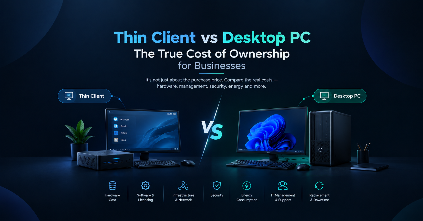 Thin Client vs Desktop PC: The True Cost of Ownership for Businesses