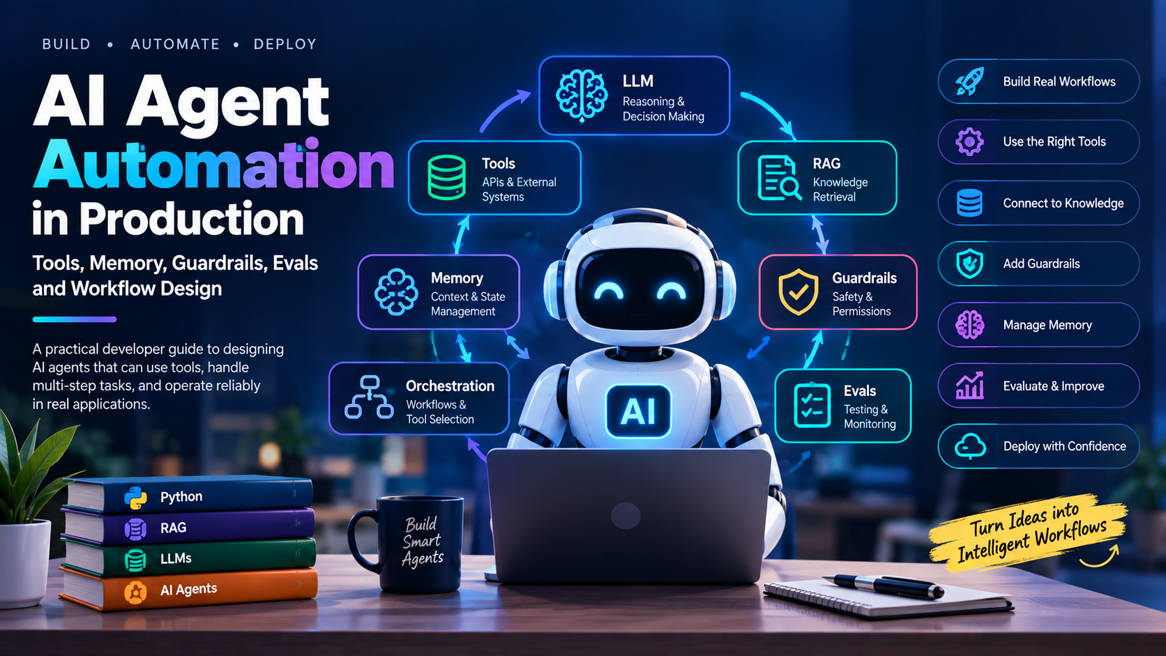 AI Agent Automation in Production: Tools, Memory, Guardrails, Evals and Workflow Design