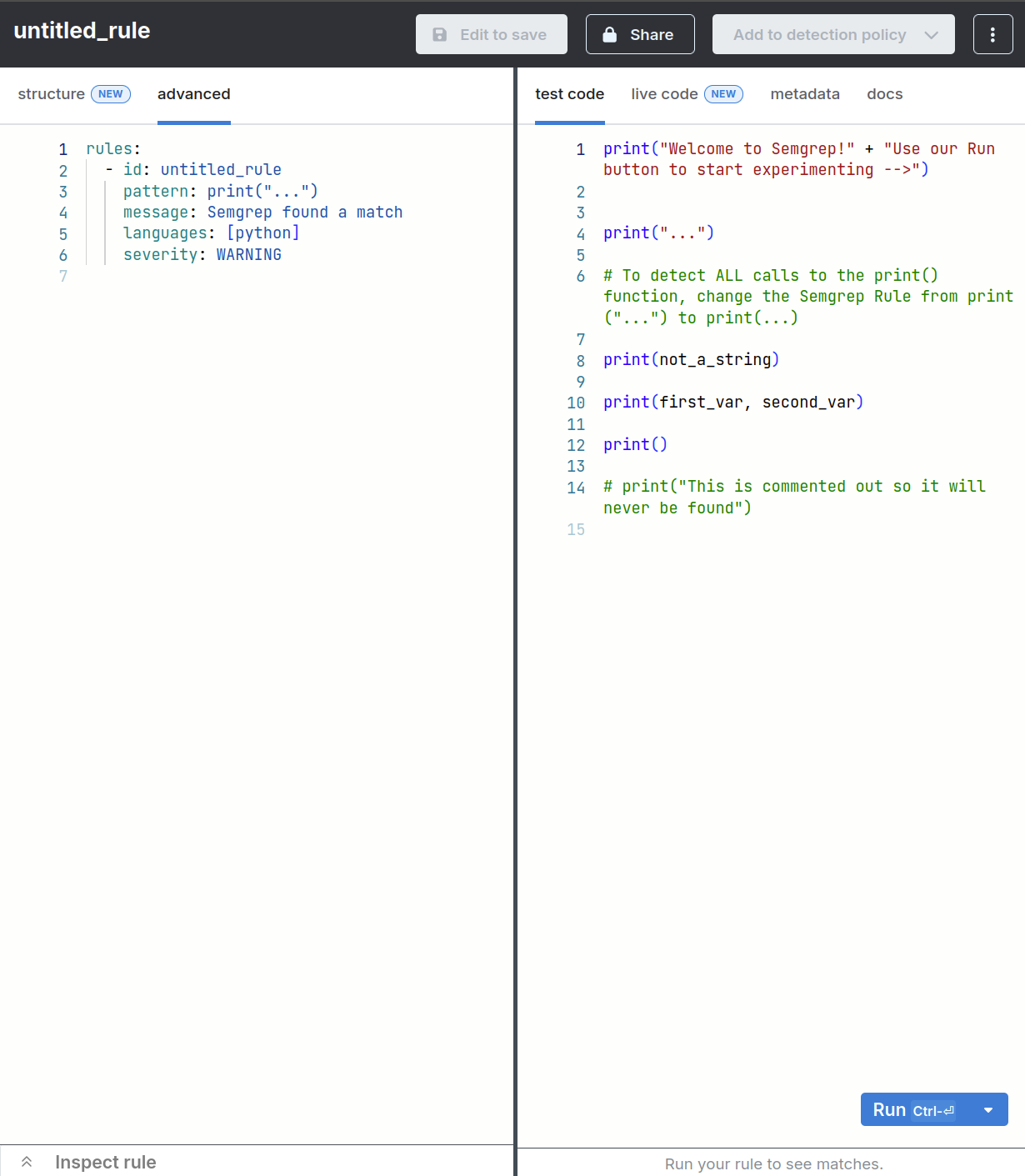 Semgrep Rule Editor