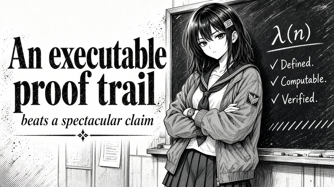 An executable proof trail beats a spectacular claim