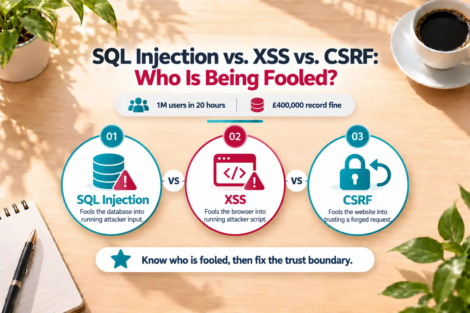 SQL Injection vs. XSS vs. CSRF: 1 Million Users in 20 Hours and a £400,000 Fine