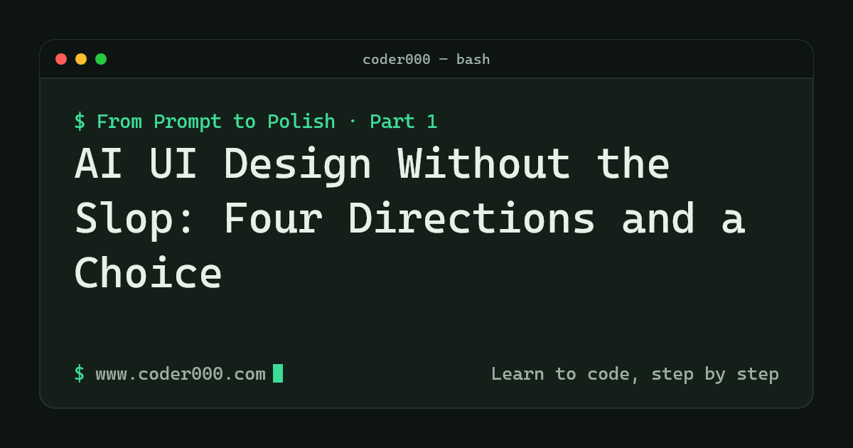 AI UI Design Without the Slop: Four Directions and a Choice