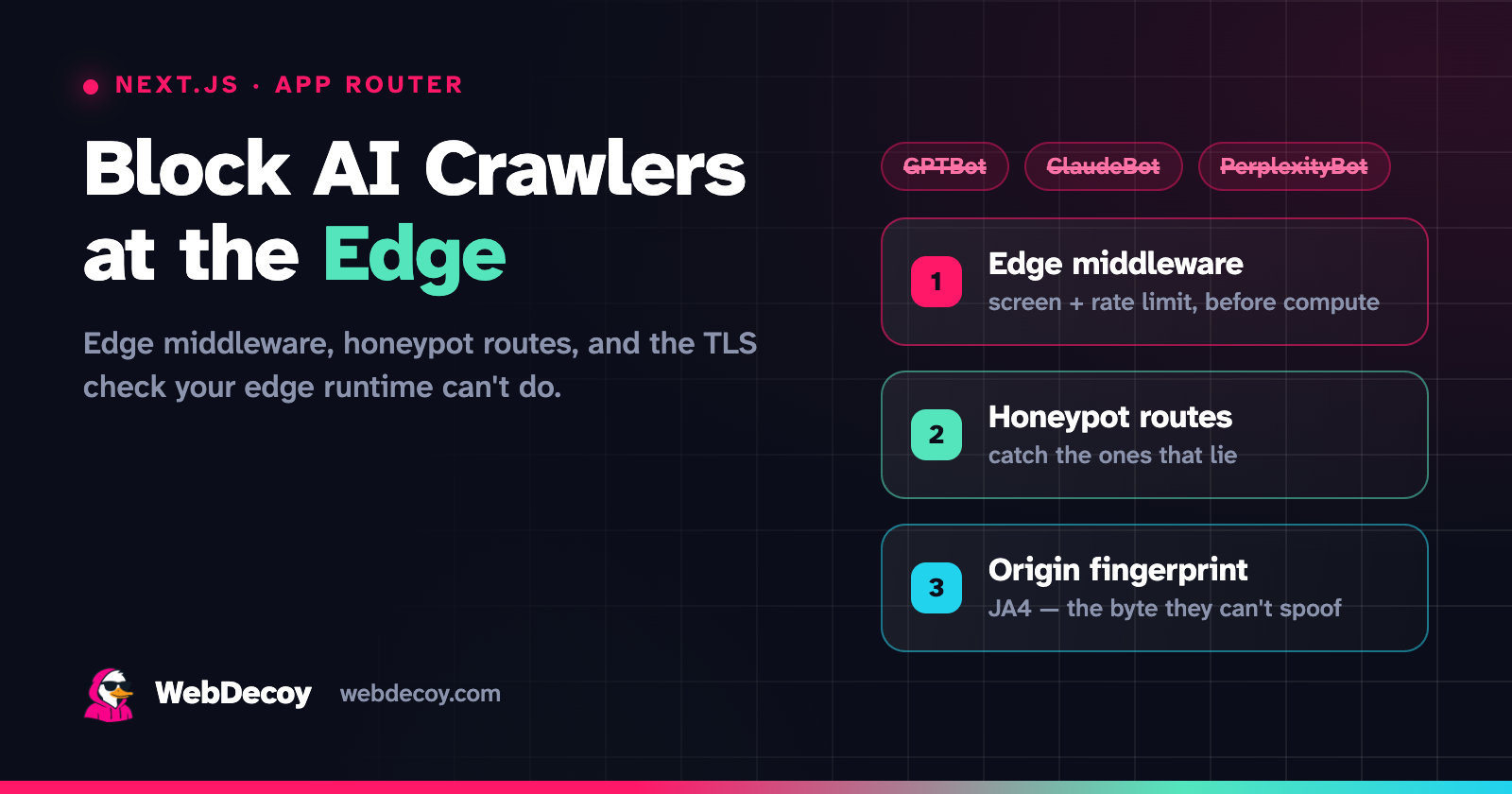 Next.js Bot Detection: Block AI Crawlers at the Edge