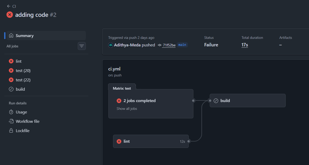 Failed pipeline