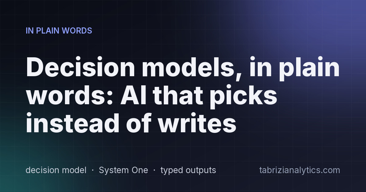 Decision models, in plain words: AI that picks instead of writes