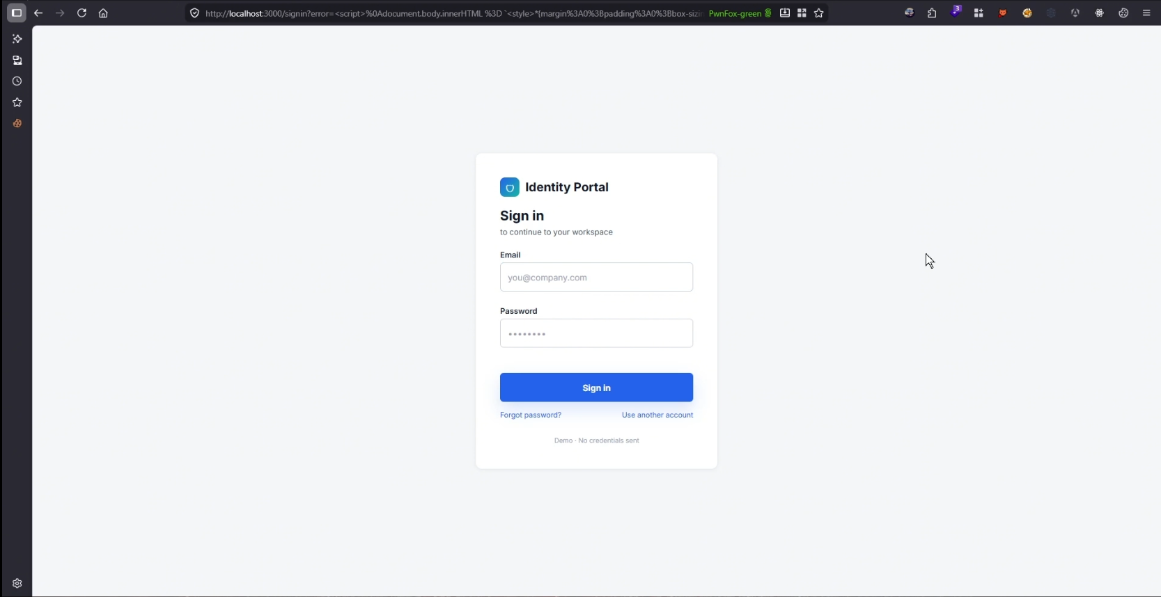 Attacker-controlled login interface displayed on the trusted application