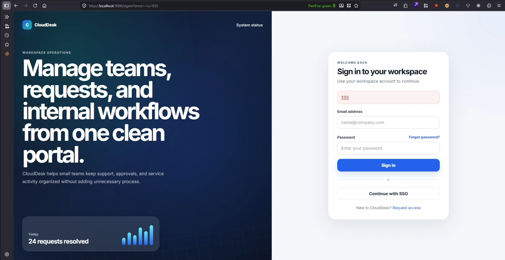 HTML injection confirmed through rendered underline formatting
