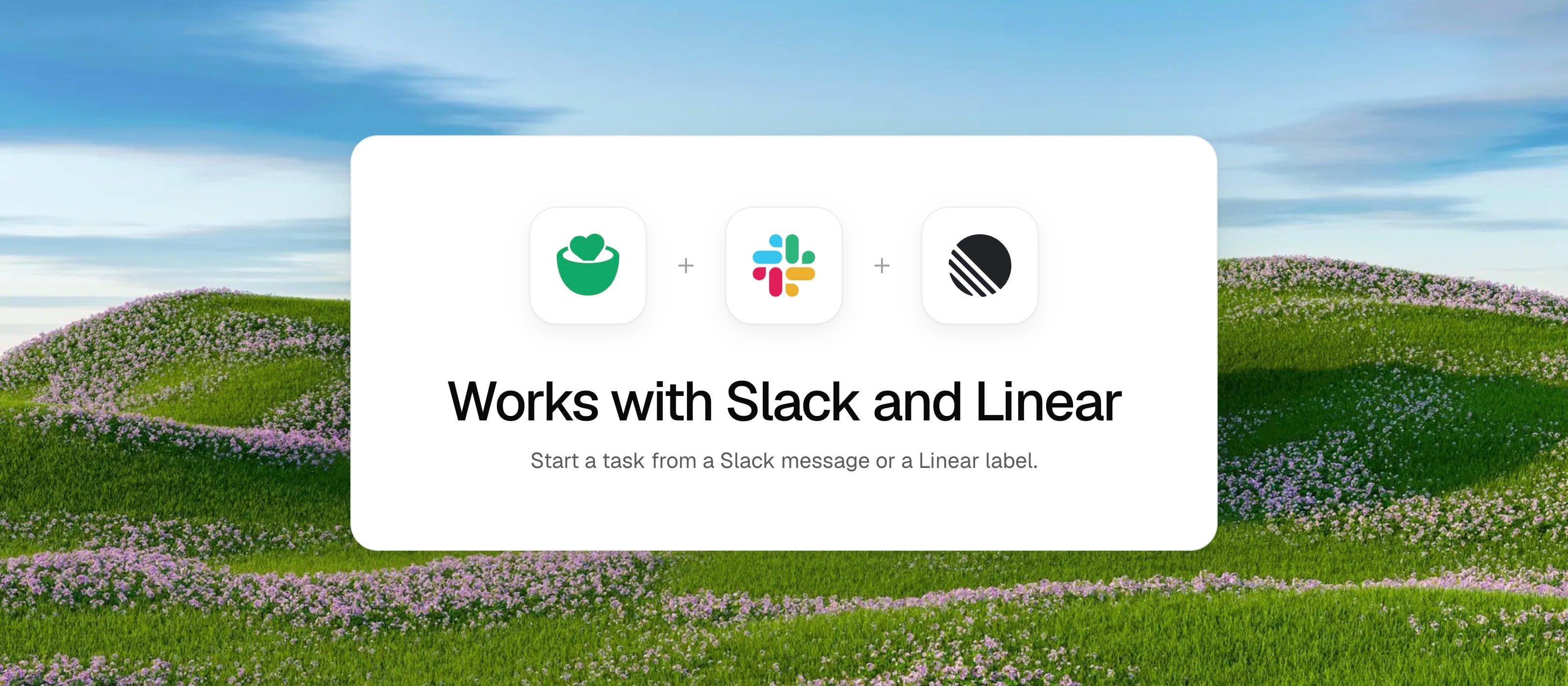 The Buildful logo beside the Slack and Linear logos, with the words: Works with Slack and Linear.