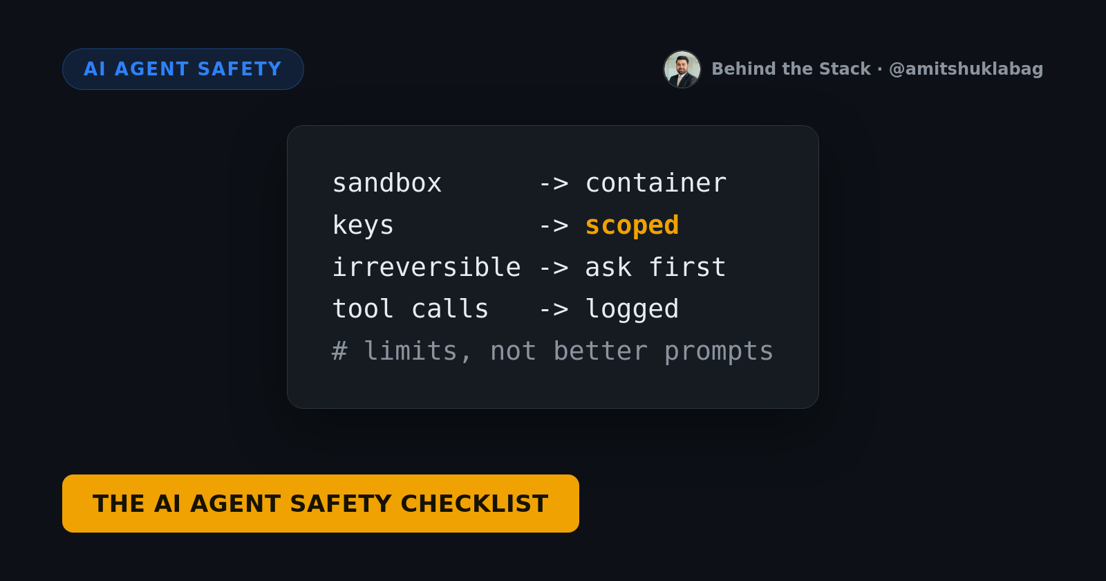 AI agent safety checklist: sandbox, least privilege, human approval and logging