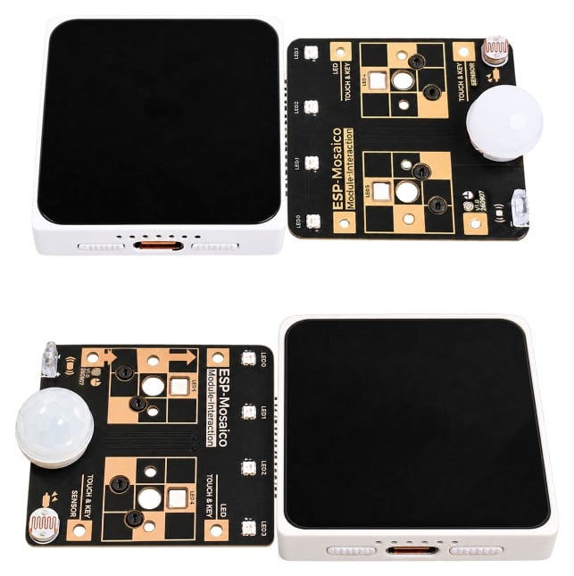 The Interaction module connected to the CoreBoard's right slot (top) and left slot (bottom)