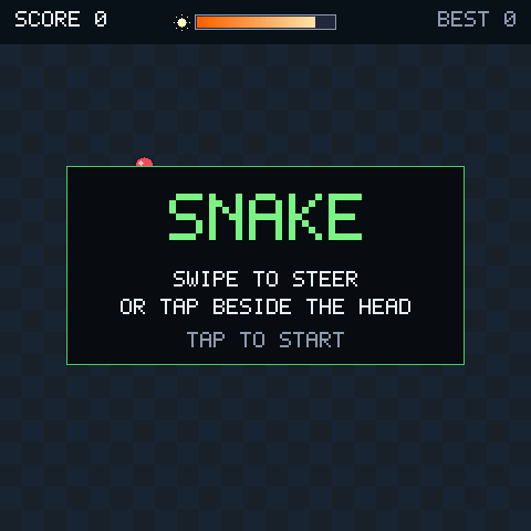 Snake with the light bar in the top bar, captured from the board by Claude Code