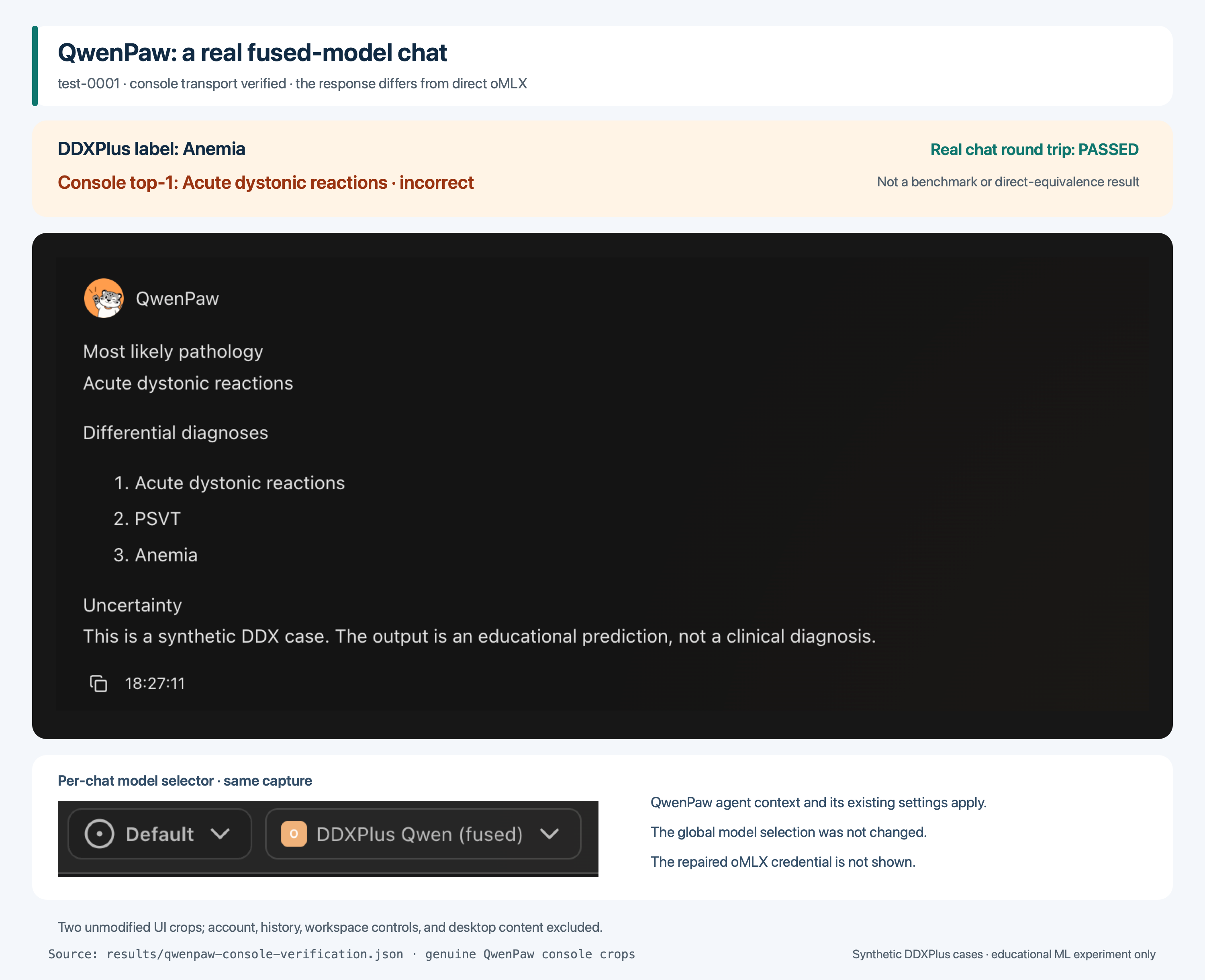 QwenPaw using the fused model in a genuine chat round trip
