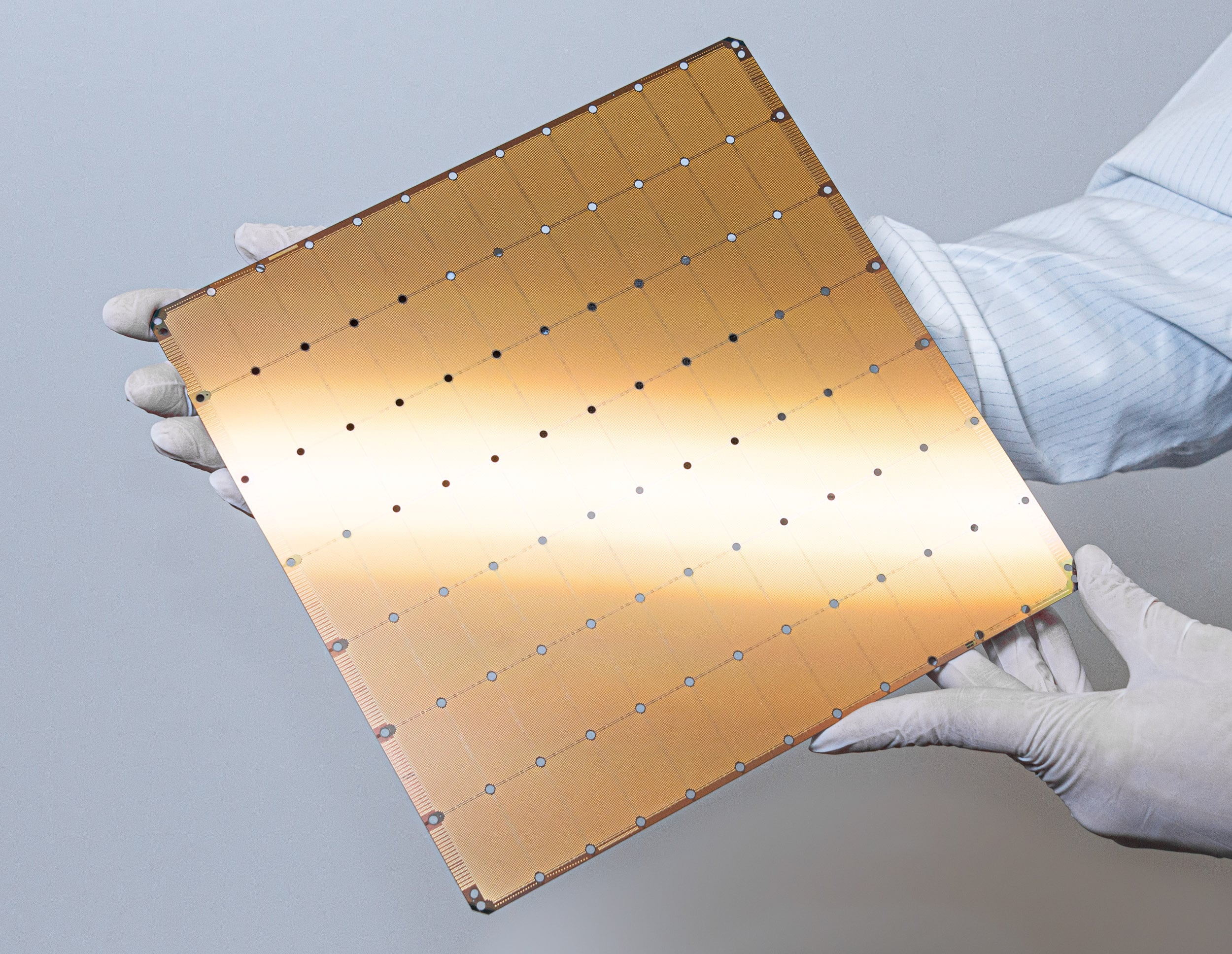 Cerebras wafer-scale processor, photographed to show the physical scale of the chip.